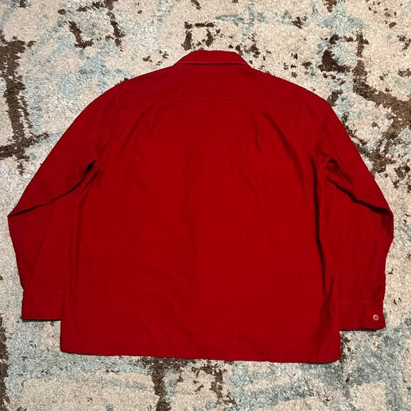Vintage 70s Kentfield Corduroy Button Down Shirt Large Tailored in Japan Red - Picture 2 of 7